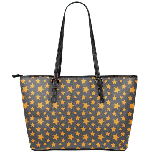 Cartoon Star Pattern Print Leather Tote Bag