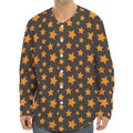 Cartoon Star Pattern Print Long Sleeve Baseball Jersey