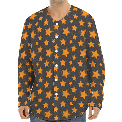 Cartoon Star Pattern Print Long Sleeve Baseball Jersey