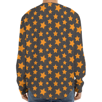 Cartoon Star Pattern Print Long Sleeve Baseball Jersey