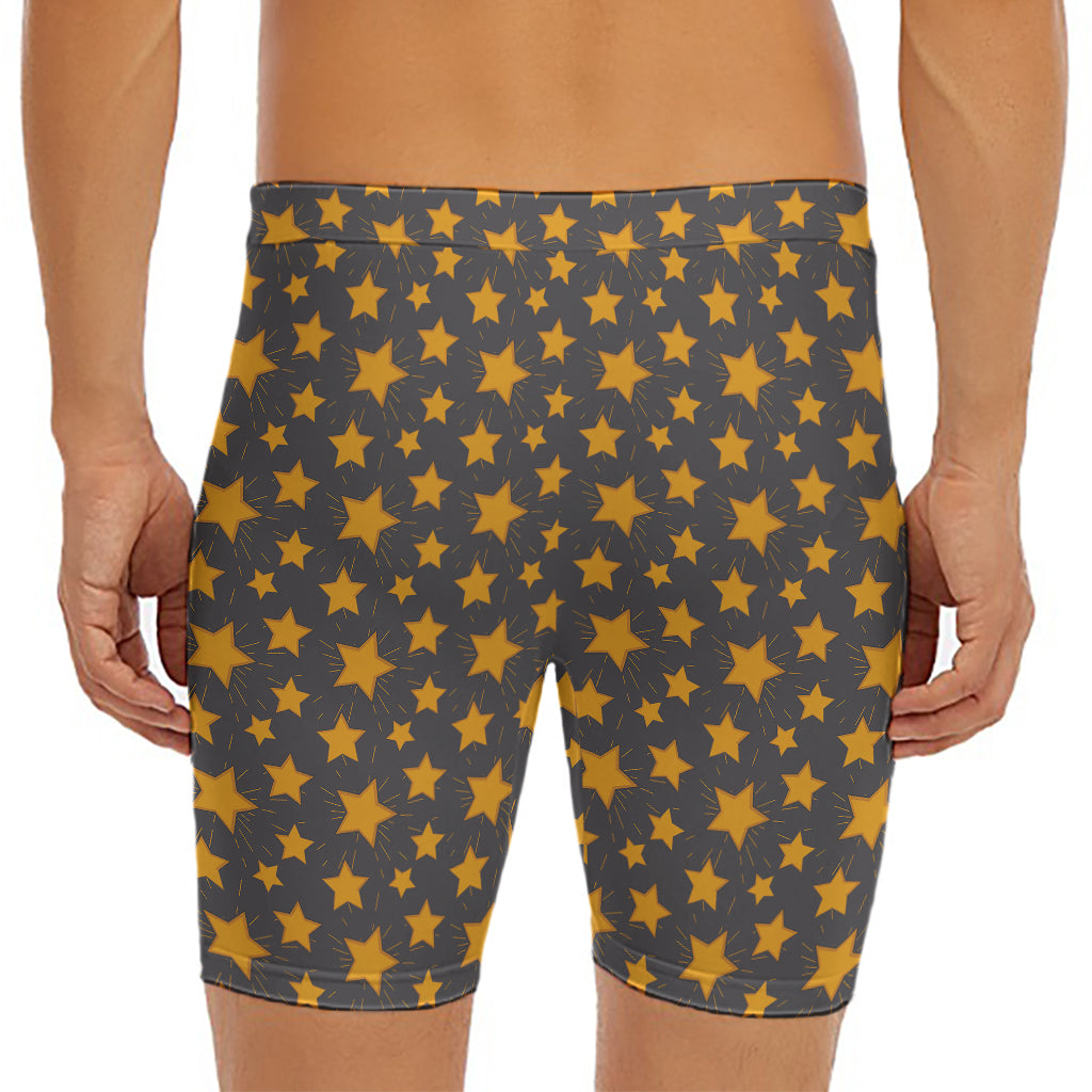 Cartoon Star Pattern Print Men's Long Boxer Briefs