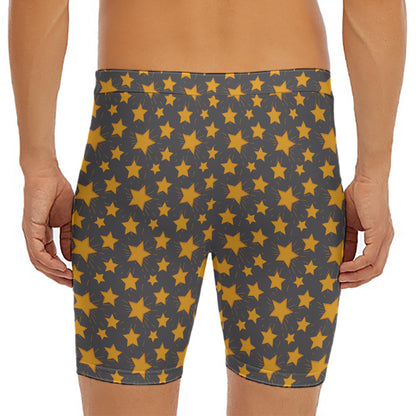 Cartoon Star Pattern Print Men's Long Boxer Briefs