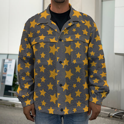 Cartoon Star Pattern Print Men's Shirt Jacket