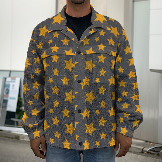 Cartoon Star Pattern Print Men's Shirt Jacket