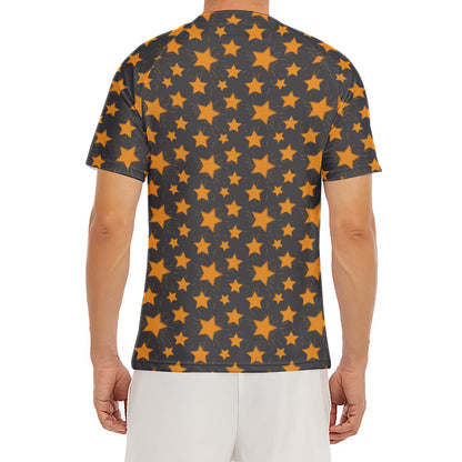 Cartoon Star Pattern Print Men's Short Sleeve Rash Guard
