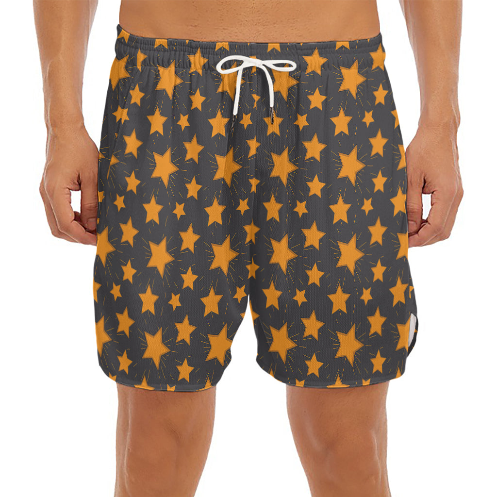 Cartoon Star Pattern Print Men's Split Running Shorts