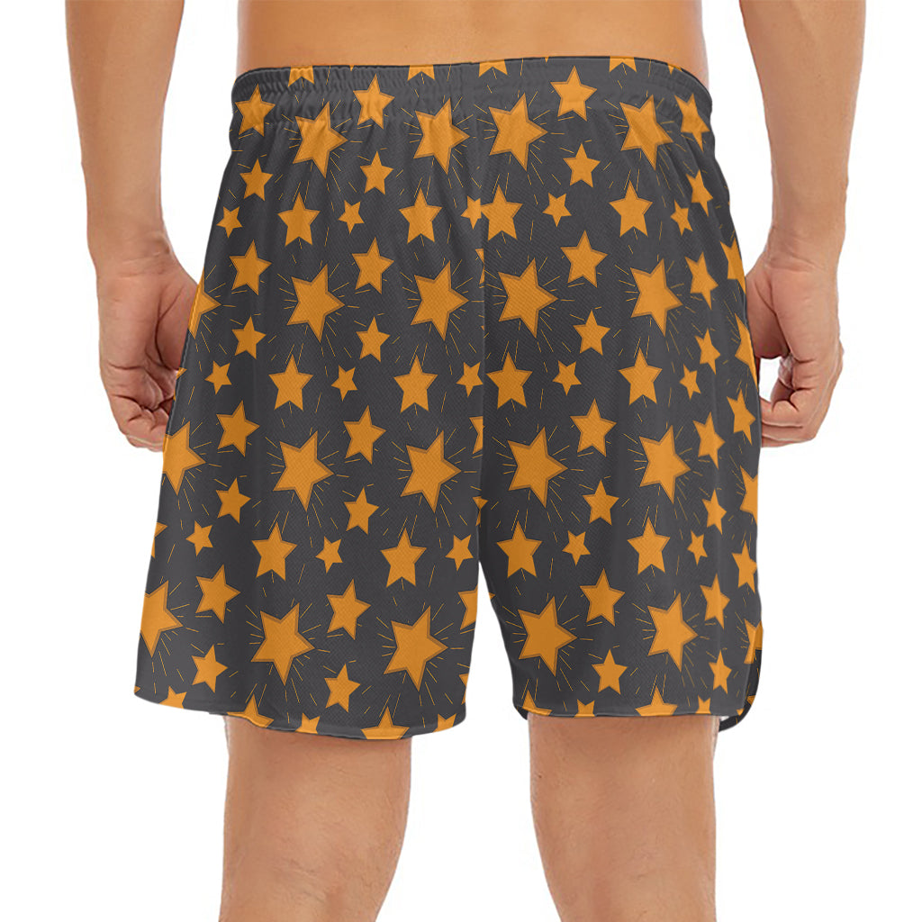 Cartoon Star Pattern Print Men's Split Running Shorts