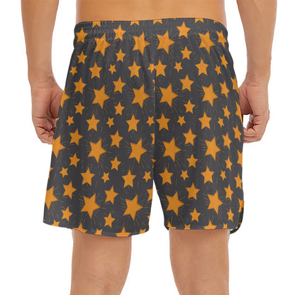Cartoon Star Pattern Print Men's Split Running Shorts