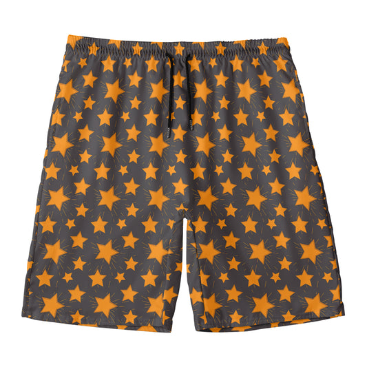 Cartoon Star Pattern Print Men's Swim Trunks