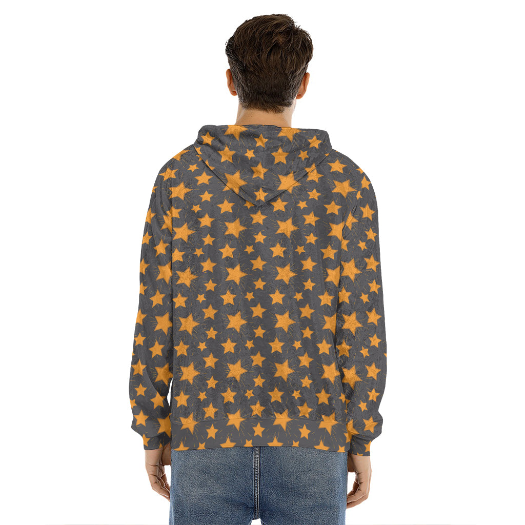 Cartoon Star Pattern Print Men's Velvet Pullover Hoodie
