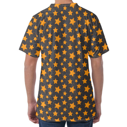 Cartoon Star Pattern Print Men's Velvet T-Shirt