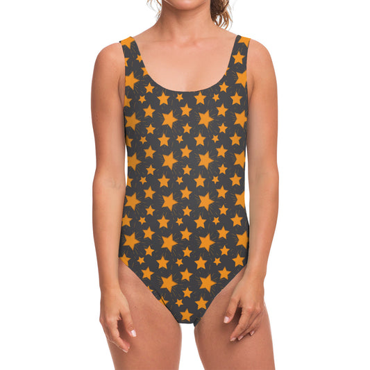 Cartoon Star Pattern Print One Piece Swimsuit