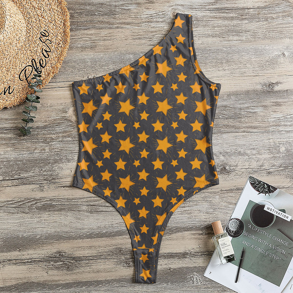 Cartoon Star Pattern Print One Shoulder Bodysuit