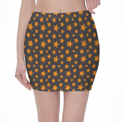 Cartoon Star Pattern Print Pencil Mini Skirt