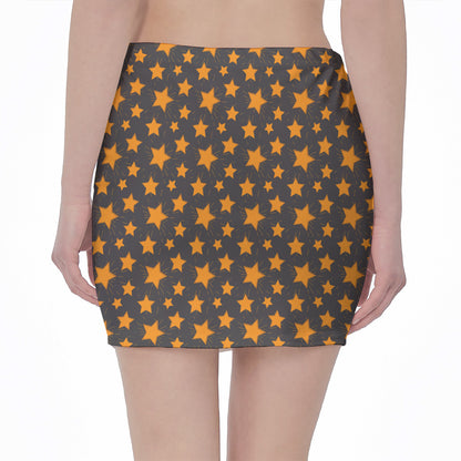 Cartoon Star Pattern Print Pencil Mini Skirt