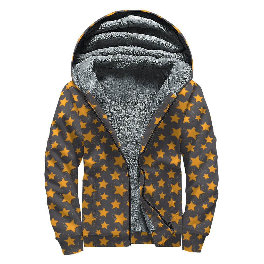 Cartoon Star Pattern Print Sherpa Lined Zip Up Hoodie