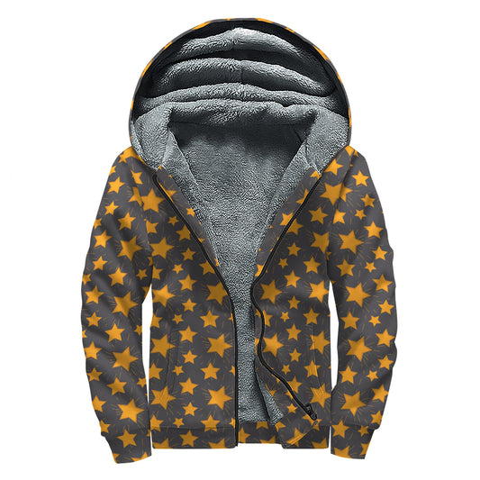 Cartoon Star Pattern Print Sherpa Lined Zip Up Hoodie
