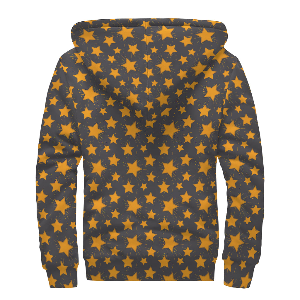 Cartoon Star Pattern Print Sherpa Lined Zip Up Hoodie