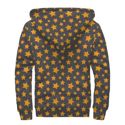 Cartoon Star Pattern Print Sherpa Lined Zip Up Hoodie