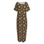 Cartoon Star Pattern Print Short Sleeve Long Nightdress