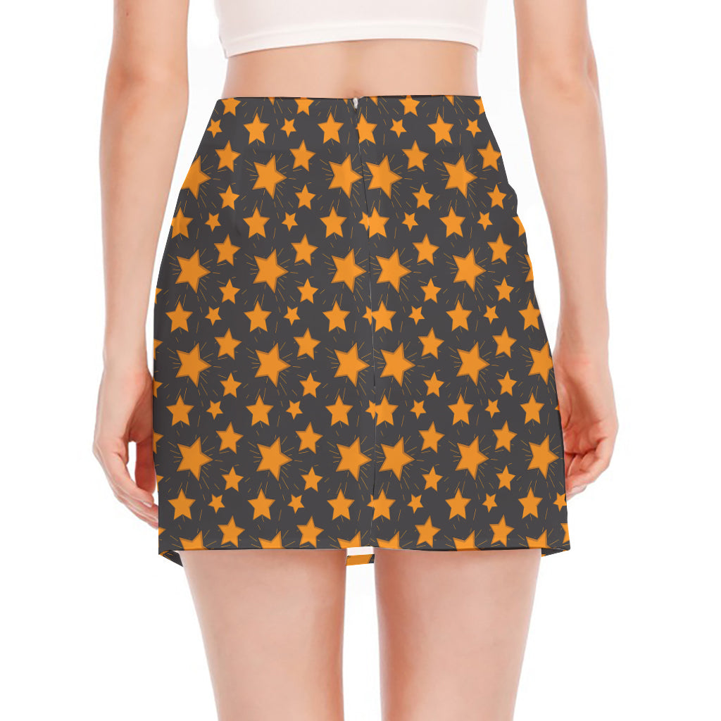 Cartoon Star Pattern Print Side Slit Mini Skirt
