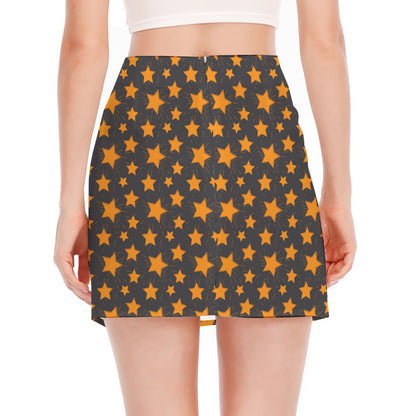 Cartoon Star Pattern Print Side Slit Mini Skirt
