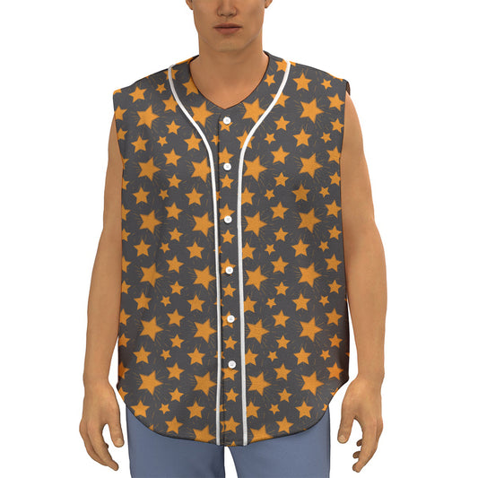 Cartoon Star Pattern Print Sleeveless Baseball Jersey