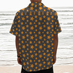 Cartoon Star Pattern Print Textured Short Sleeve Shirt