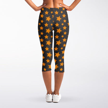 Cartoon Star Pattern Print Women's Capri Leggings