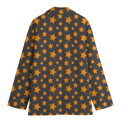 Cartoon Star Pattern Print Women's Cotton Blazer
