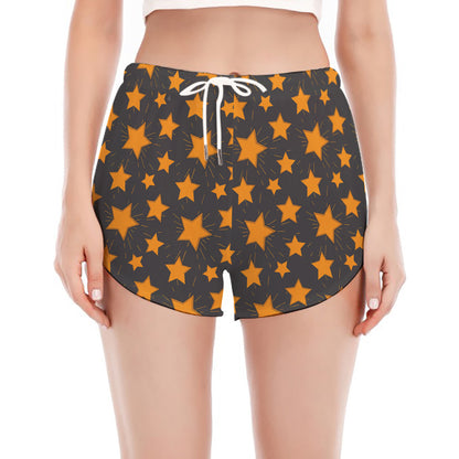 Cartoon Star Pattern Print Women's Split Running Shorts