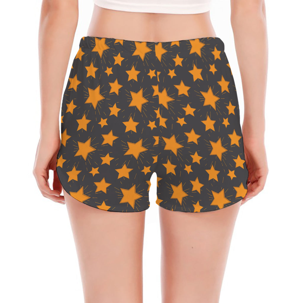Cartoon Star Pattern Print Women's Split Running Shorts
