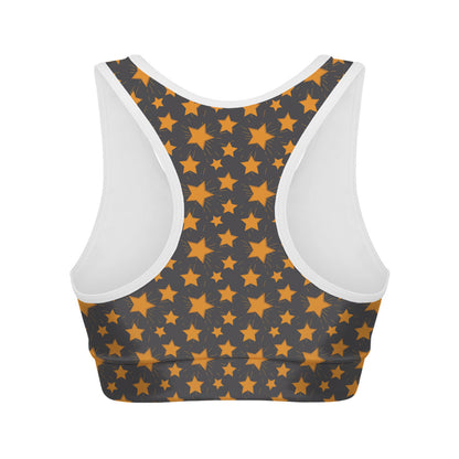 Cartoon Star Pattern Print Women's Sports Bra