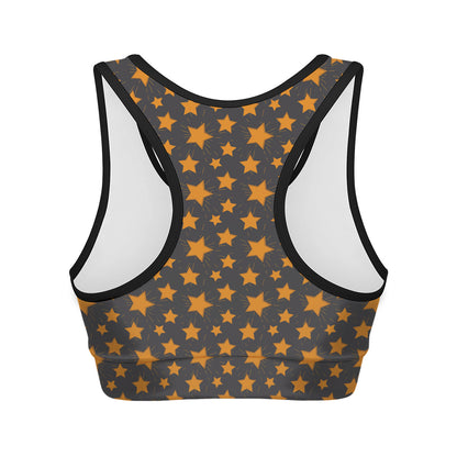 Cartoon Star Pattern Print Women's Sports Bra