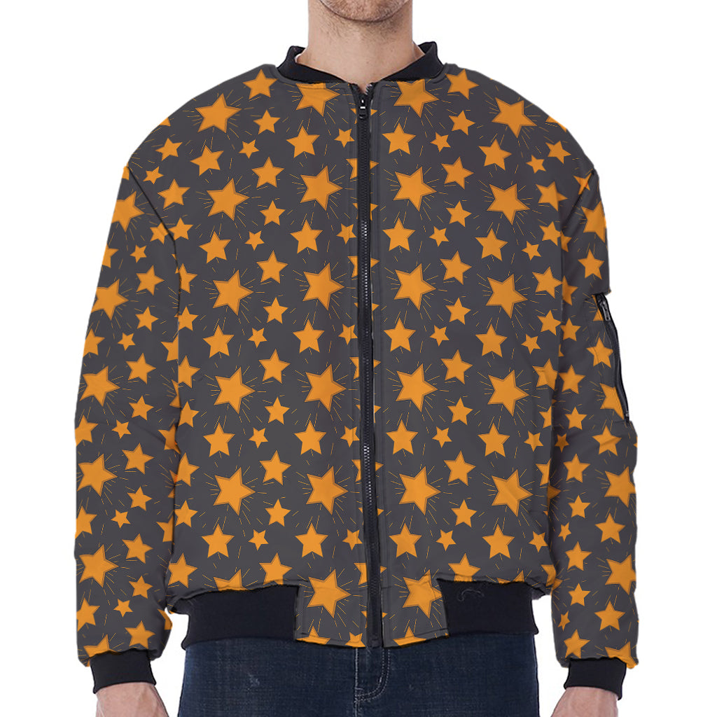 Cartoon Star Pattern Print Zip Sleeve Bomber Jacket
