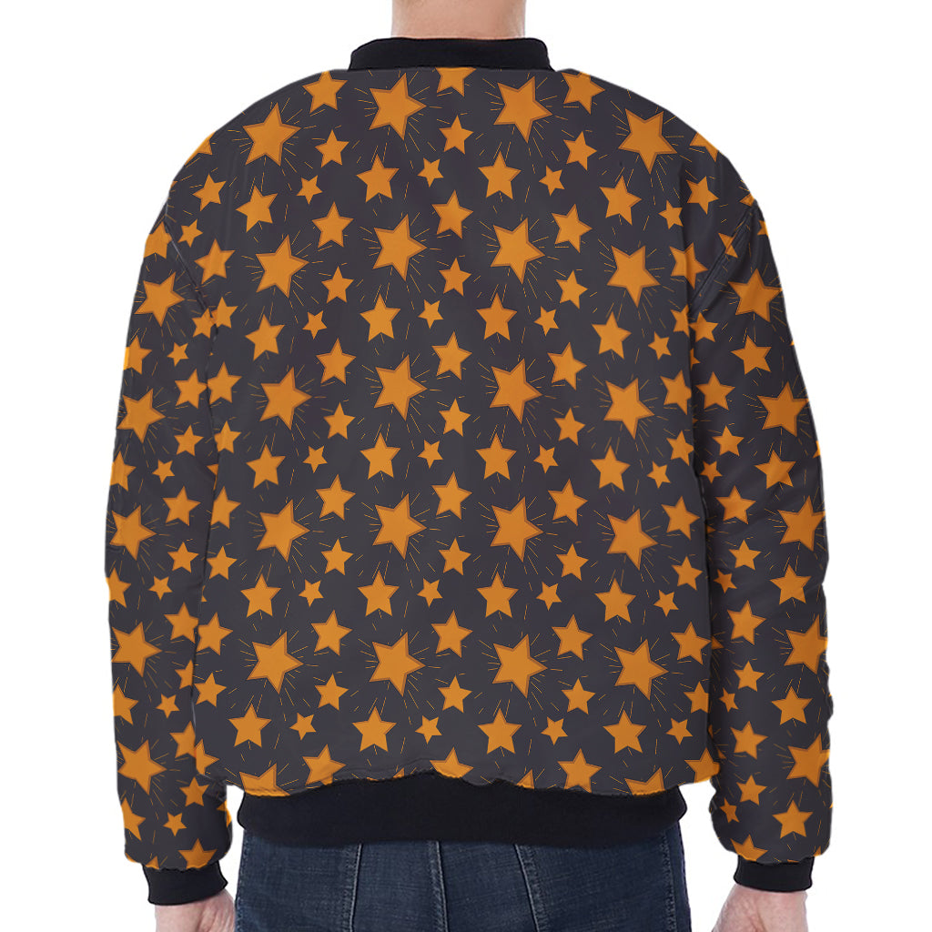 Cartoon Star Pattern Print Zip Sleeve Bomber Jacket