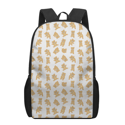Cartoon Teddy Bear Pattern Print 17 Inch Backpack