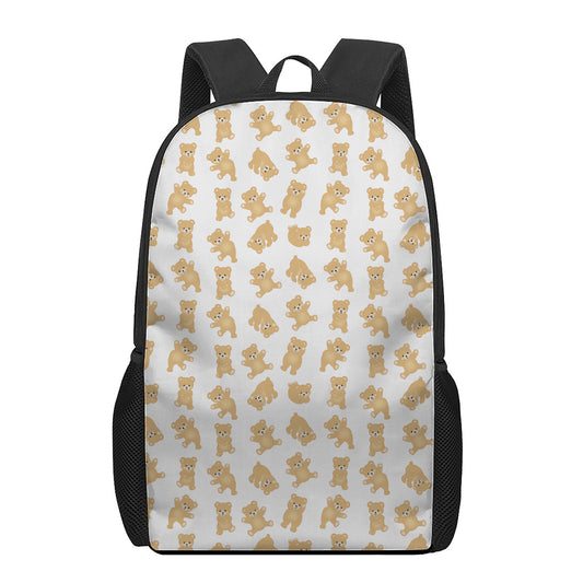 Cartoon Teddy Bear Pattern Print 17 Inch Backpack