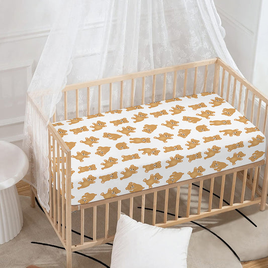 Cartoon Teddy Bear Pattern Print Baby Crib Sheet