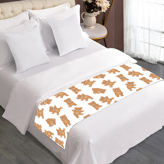 Cartoon Teddy Bear Pattern Print Bed Runner