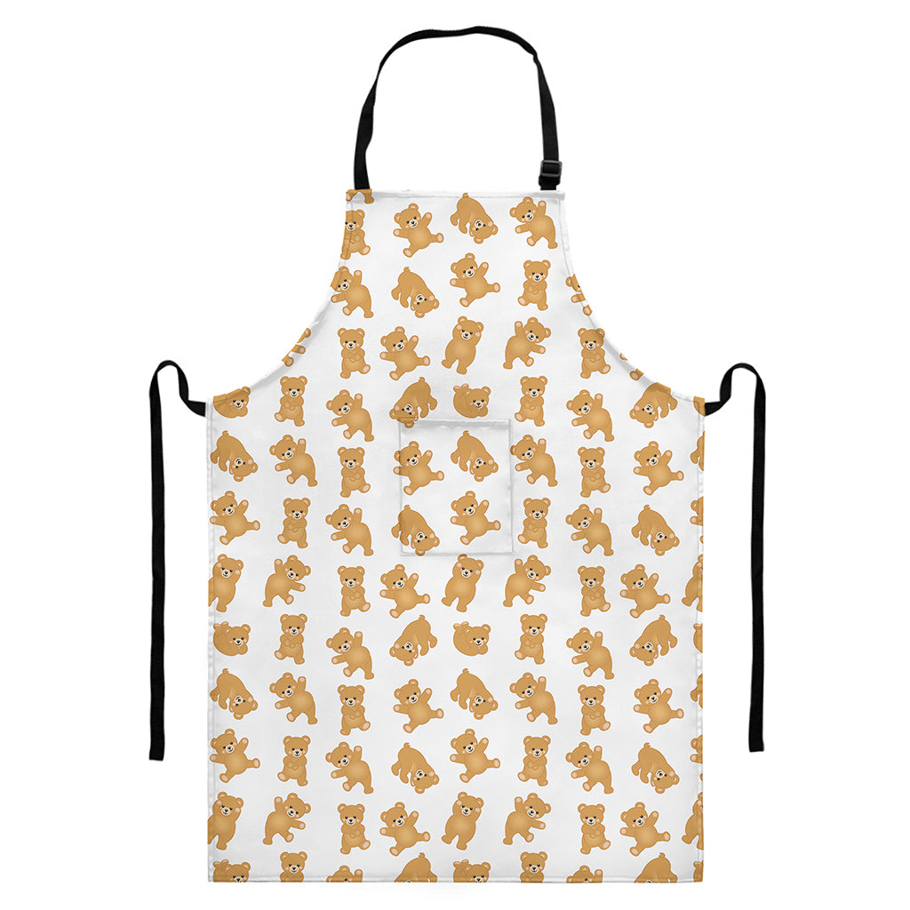 Cartoon Teddy Bear Pattern Print Bib Apron With Pocket