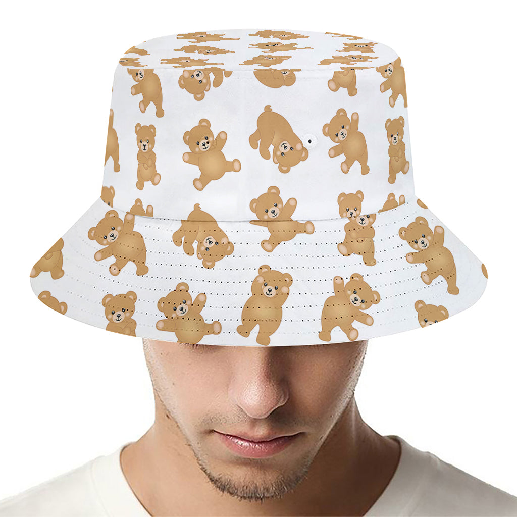 Cartoon Teddy Bear Pattern Print Bucket Hat