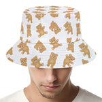 Cartoon Teddy Bear Pattern Print Bucket Hat