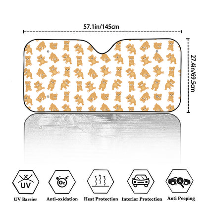 Cartoon Teddy Bear Pattern Print Car Windshield Sun Shade