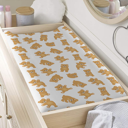 Cartoon Teddy Bear Pattern Print Changing Pad Cover