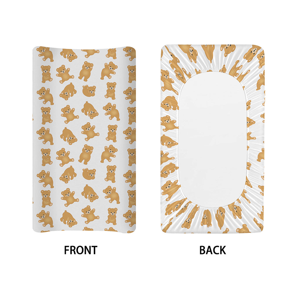 Cartoon Teddy Bear Pattern Print Changing Pad Cover