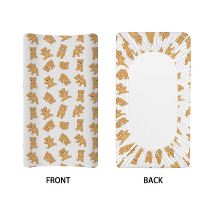 Cartoon Teddy Bear Pattern Print Changing Pad Cover