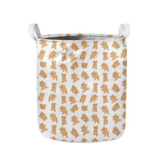 Cartoon Teddy Bear Pattern Print Collapsible Laundry Basket