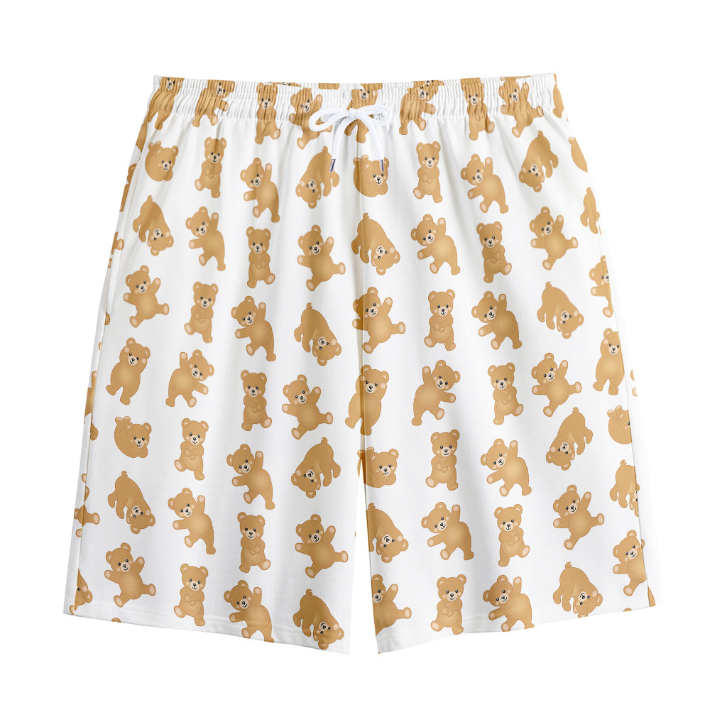 Cartoon Teddy Bear Pattern Print Cotton Shorts