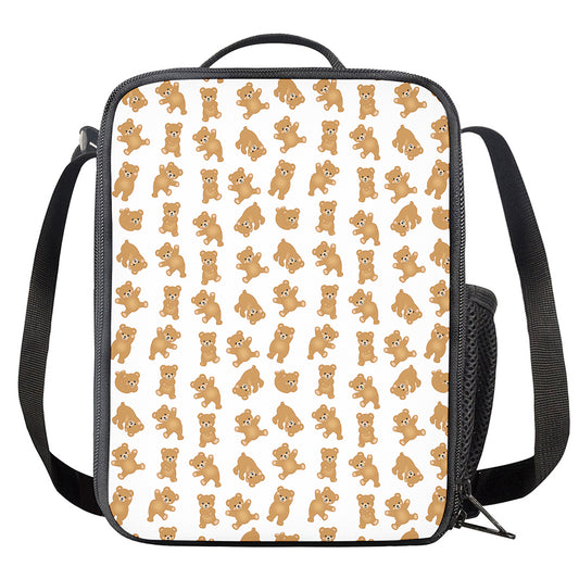 Cartoon Teddy Bear Pattern Print Crossbody Lunch Bag